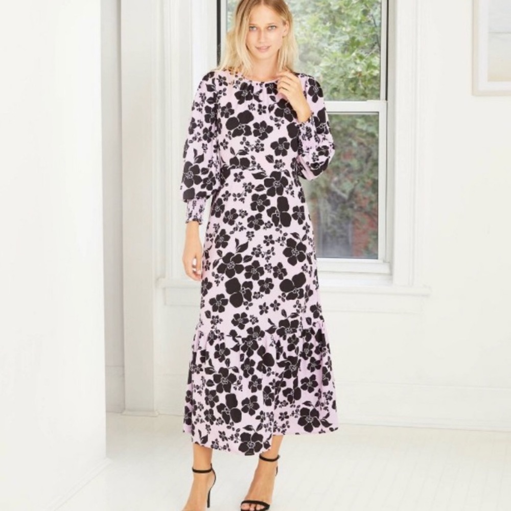 who what wear floral long sleeve maxi dress Sz XL